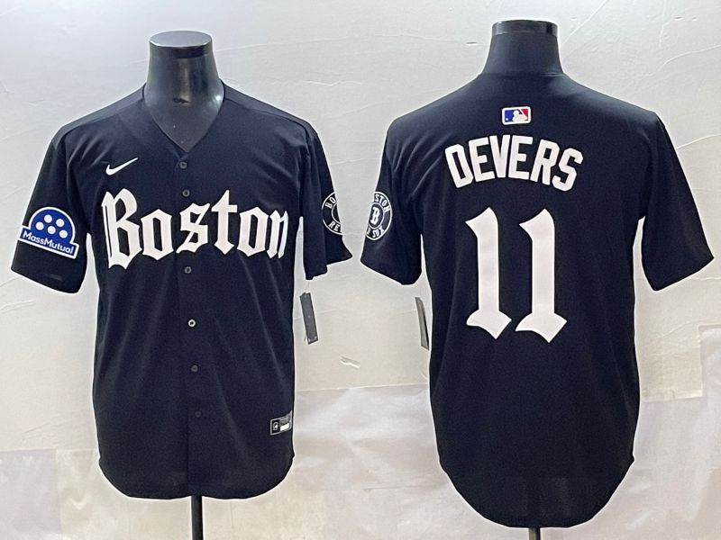 Men 2025 Boston Red Sox #11 Devers Black Five generations Joint Name Nike MLB Jersey style 22